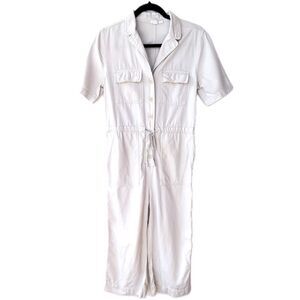 GAP Short Sleeve Carl Stone Gray Cotton Lyocell Utility Jumpsuit Size 0